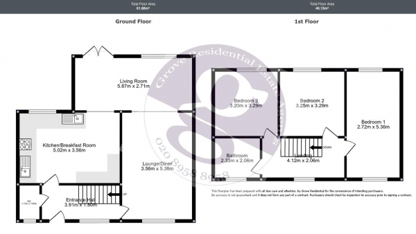 Floor Plan Image for 3 Bedroom Terraced House for Sale in Bushfield Crescent, Edgware, Middlesex, HA8 8XQ