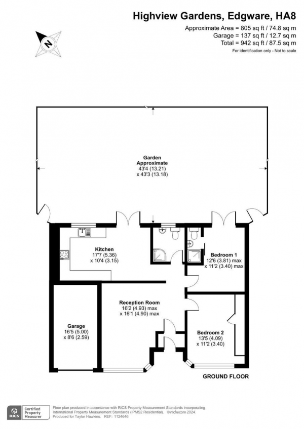 Floor Plan Image for 2 Bedroom Detached Bungalow for Sale in Highview Gardens, Edgware, HA8 9UF