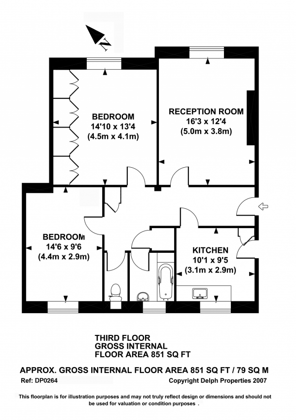 Floor Plan Image for 2 Bedroom Apartment for Sale in Golders Green Road, GOLDERS GREEN, London, NW11