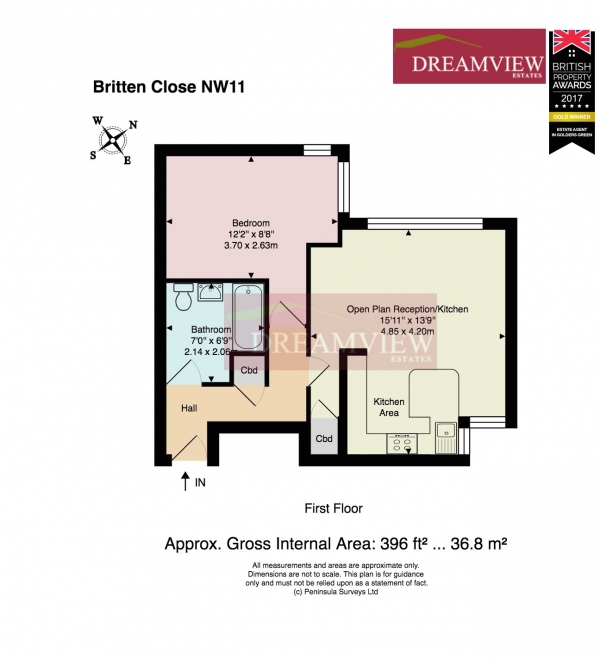 Floor Plan Image for 1 Bedroom Flat for Sale in CHANDOS WAY, GOLDERS GREEN, LONDON, NW11