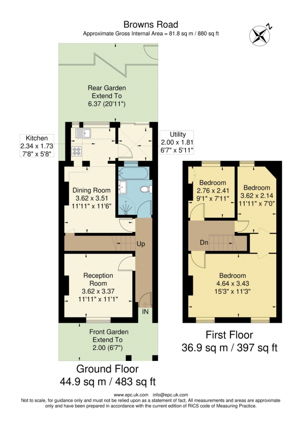 Floor Plan Image for 3 Bedroom Terraced House to Rent in Browns Road, Surbiton