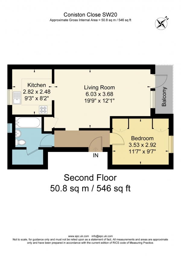 Floor Plan Image for 1 Bedroom Flat to Rent in Coniston Close, London