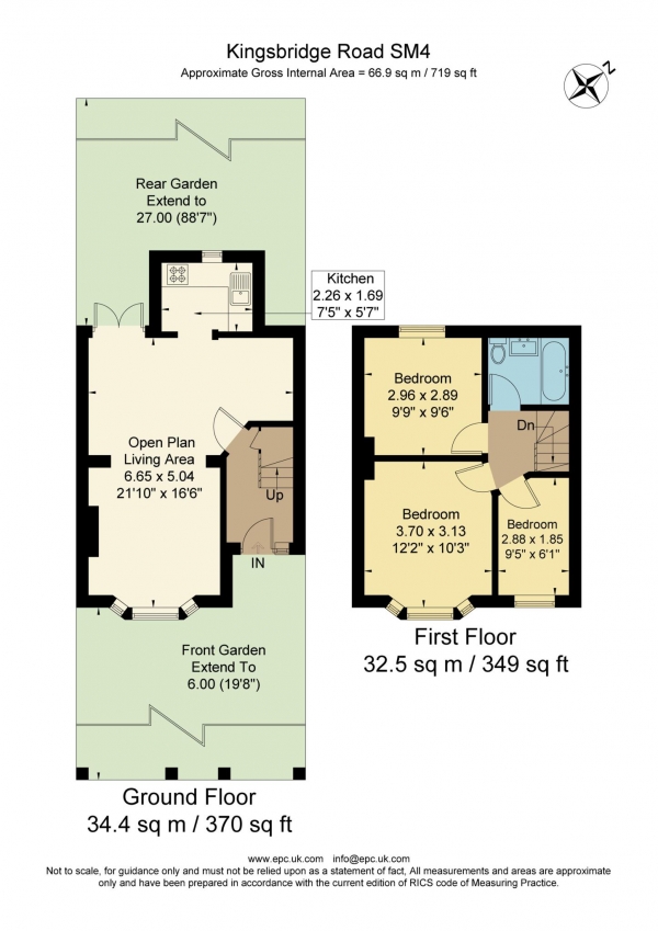 Floor Plan Image for 3 Bedroom Terraced House for Sale in Kingsbridge Road, Morden