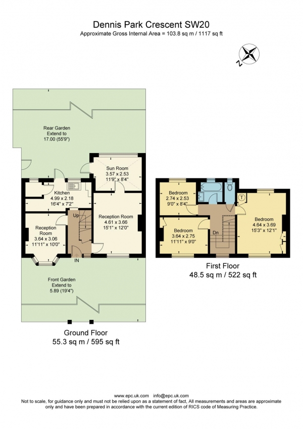 Floor Plan Image for 3 Bedroom Terraced House for Sale in Dennis Park Crescent, London