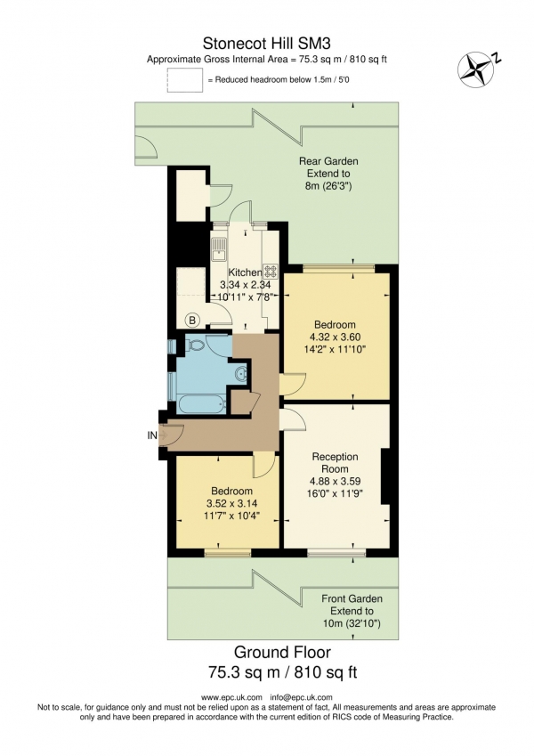 Floor Plan Image for 2 Bedroom Maisonette for Sale in Stonecot Hill, Sutton