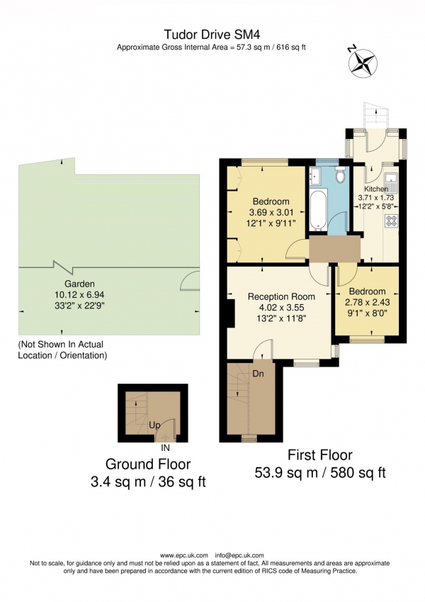 Floor Plan Image for 2 Bedroom Maisonette for Sale in Tudor Drive, Morden