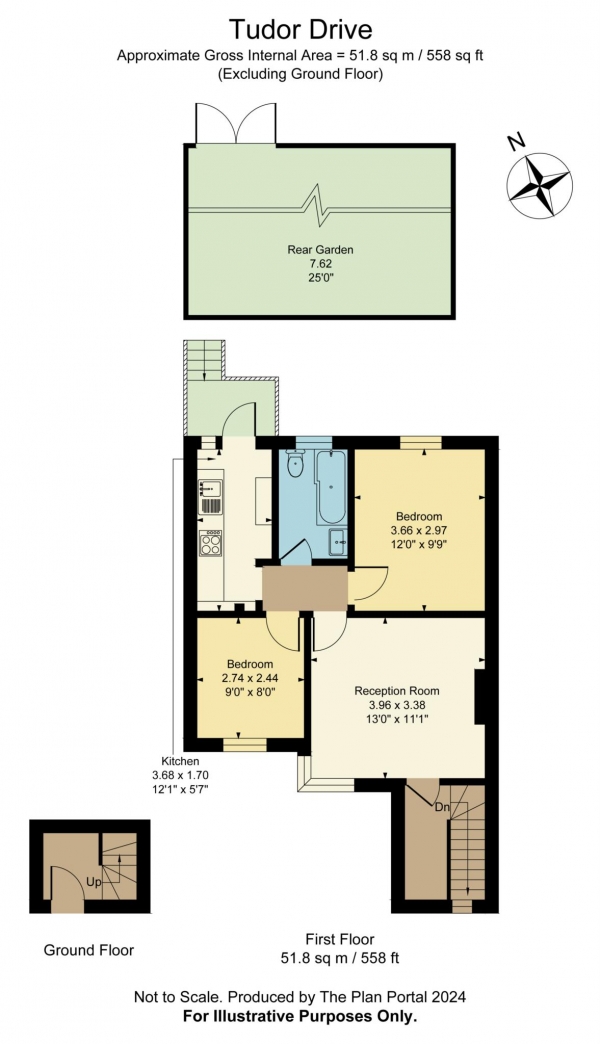 Floor Plan Image for 2 Bedroom Maisonette for Sale in Tudor Drive, Morden