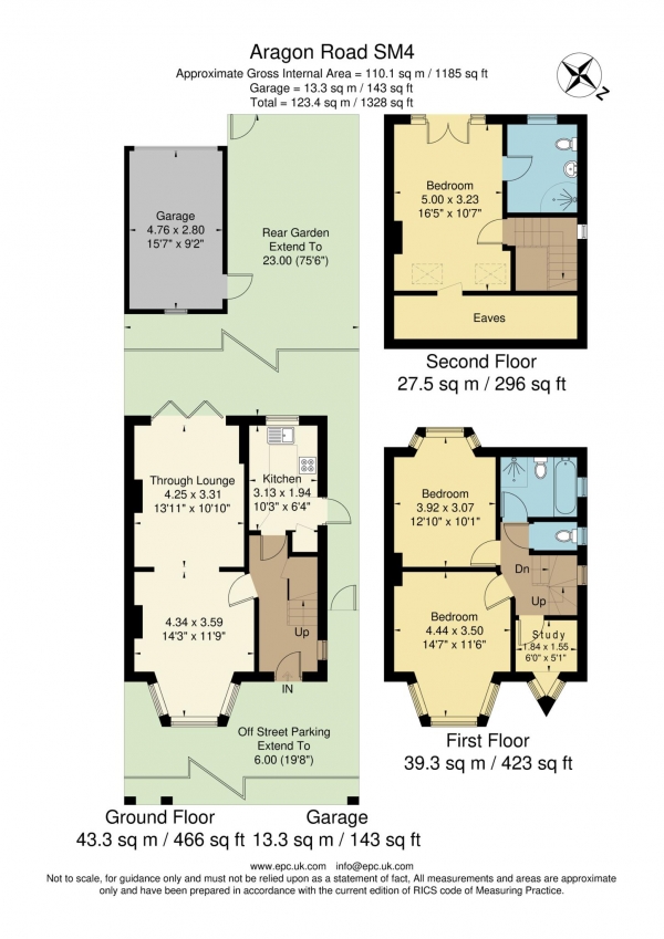 Floor Plan Image for 3 Bedroom End of Terrace House for Sale in Aragon Road, Morden