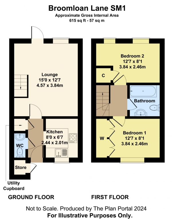 Floor Plan Image for 2 Bedroom Terraced House for Sale in Broomloan Lane, Sutton