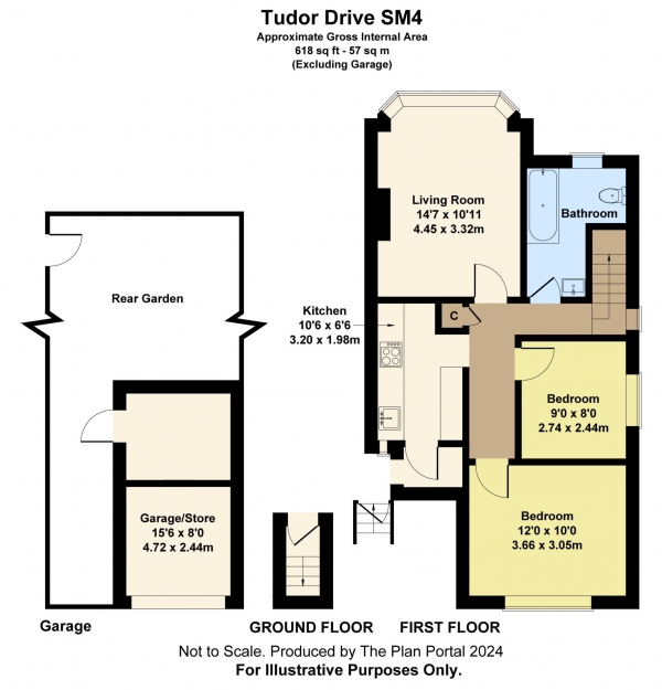 Floor Plan Image for 2 Bedroom Maisonette for Sale in Tudor Drive, Morden