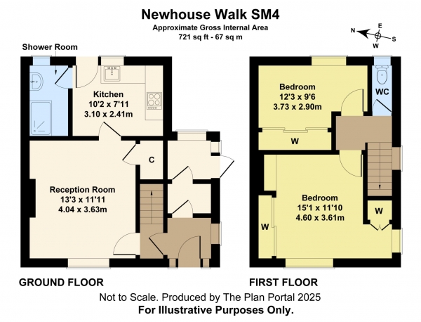 Floor Plan Image for 2 Bedroom End of Terrace House for Sale in Newhouse Walk, Morden