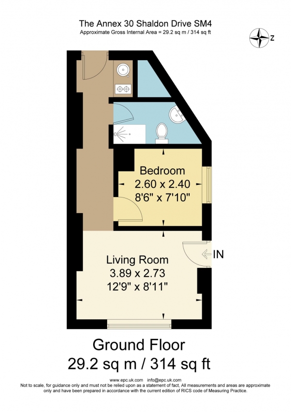 Floor Plan Image for 1 Bedroom Studio to Rent in Shaldon Drive, Morden