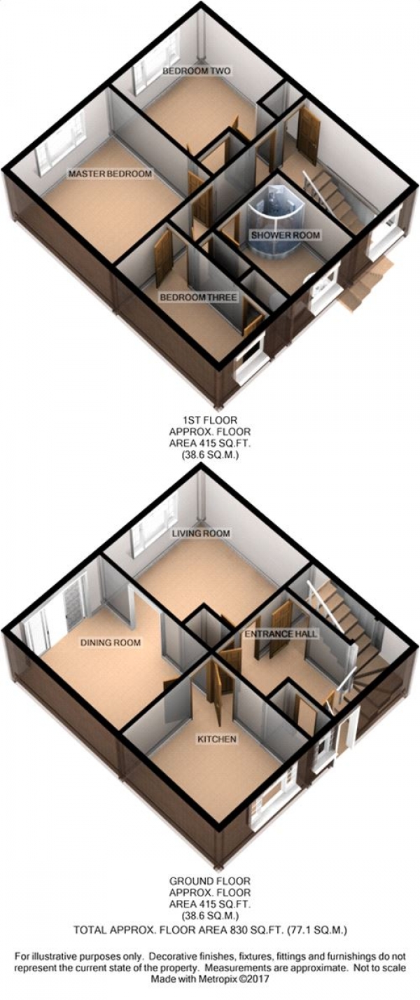 Floor Plan Image for 3 Bedroom Terraced House for Sale in Arbour View Court, NORTHAMPTON