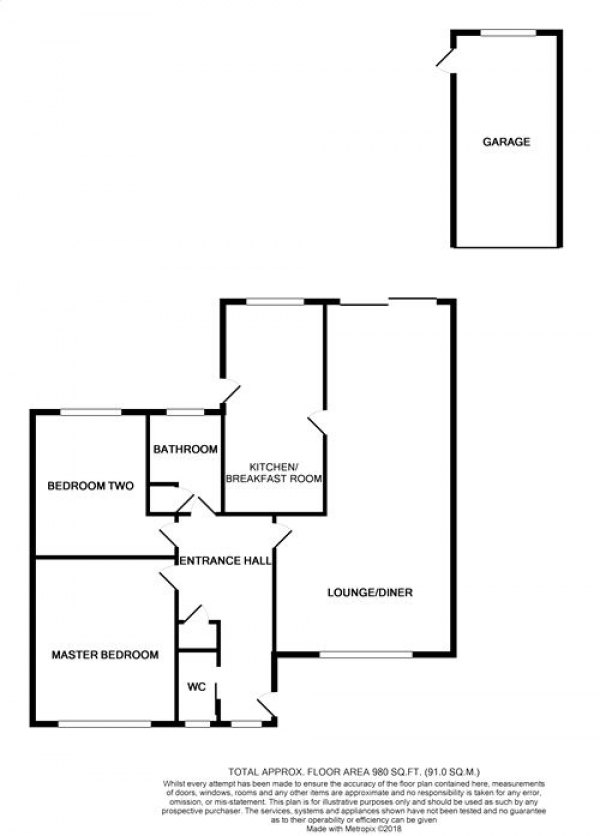 Floor Plan Image for 2 Bedroom Detached Bungalow for Sale in Springfield Crescent, Kibworth Beauchamp, LEICESTER