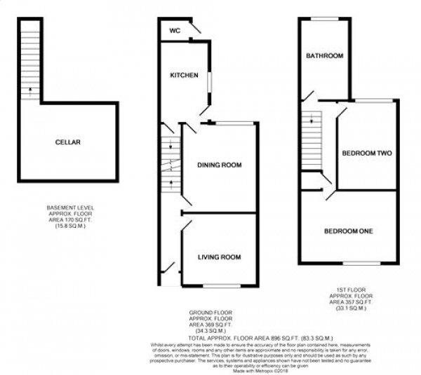 Floor Plan for 2 Bedroom Terraced House for Sale in Gordon Street, NORTHAMPTON, NORTHAMPTON, NN2, 6BY -  &pound110,000