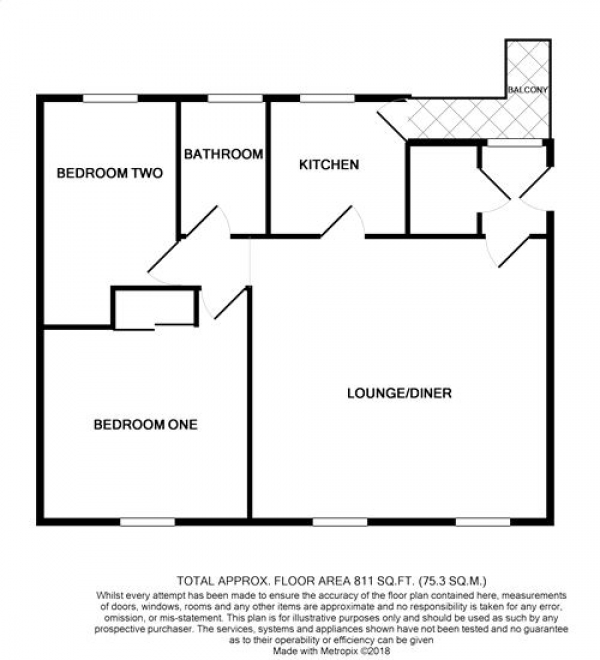 Floor Plan Image for 2 Bedroom Flat for Sale in Chiltern Way, NORTHAMPTON