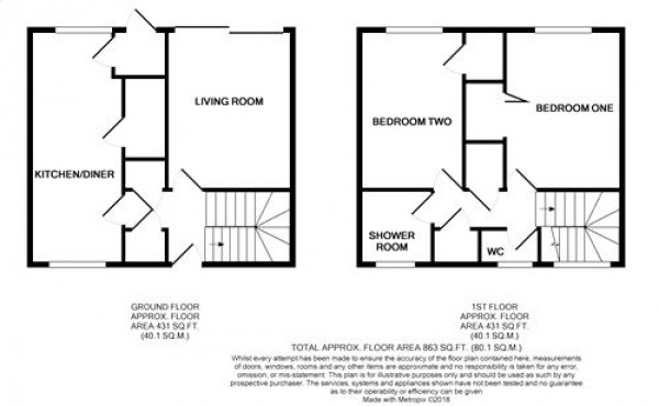 Floor Plan Image for 2 Bedroom End of Terrace House for Sale in South Holme Court, NORTHAMPTON