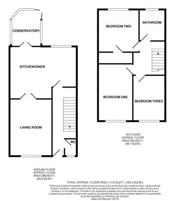 Floor Plan for 3 Bedroom Terraced House for Sale in Saruman Lane, NORTHAMPTON, NORTHAMPTON, NN3, 8SB -  &pound172,995