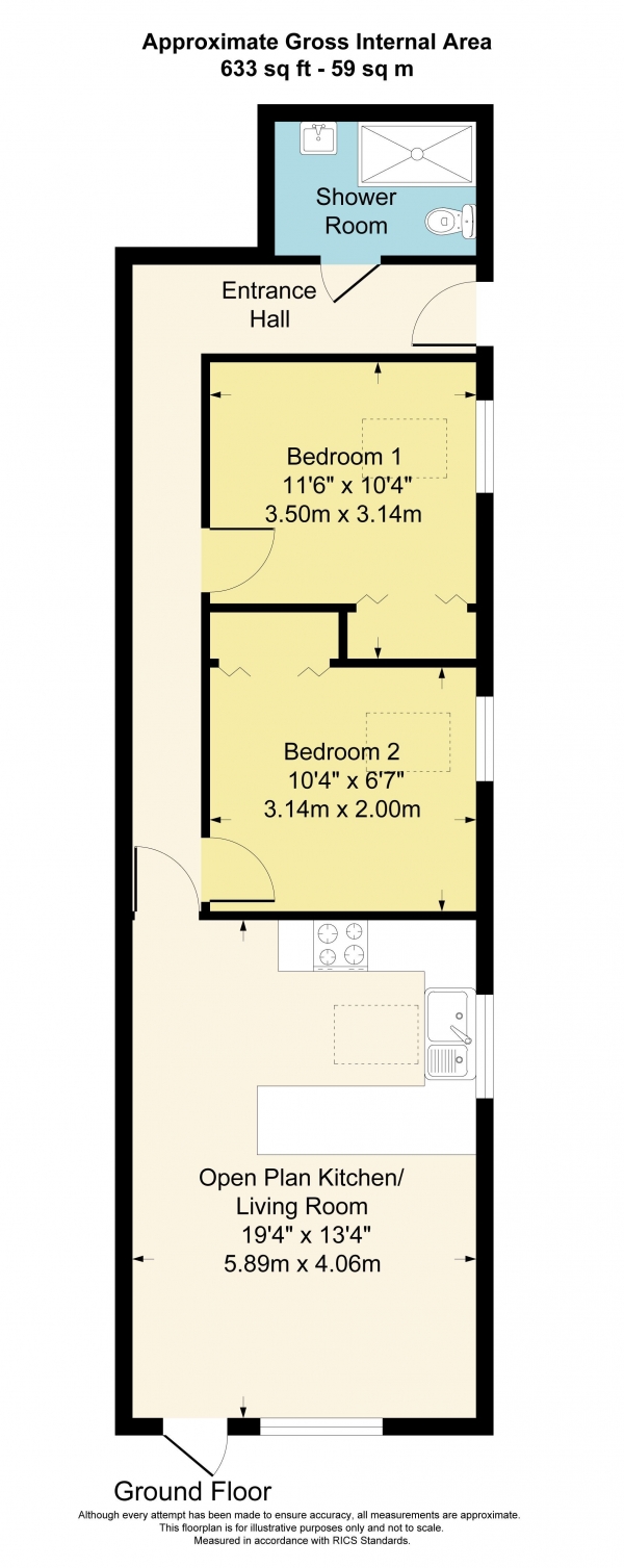 Floor Plan Image for 2 Bedroom Bungalow to Rent in Reading Road, Pangbourne