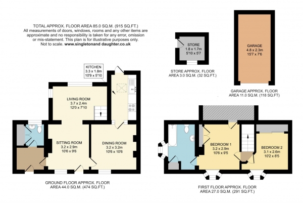 Floor Plan for 2 Bedroom Detached House for Sale in Aldworth Road, Upper Basildon, Upper Basildon, RG8, 8NG - Guide Price &pound425,000