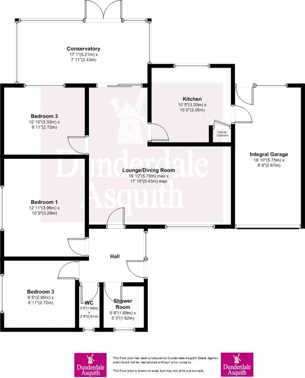 Floor Plan Image for 3 Bedroom Detached Bungalow for Sale in Southfold Place, South Park, Lytham