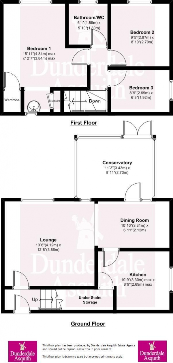 Floor Plan Image for 3 Bedroom Mews for Sale in Rothbury Place, The Glades, Lytham