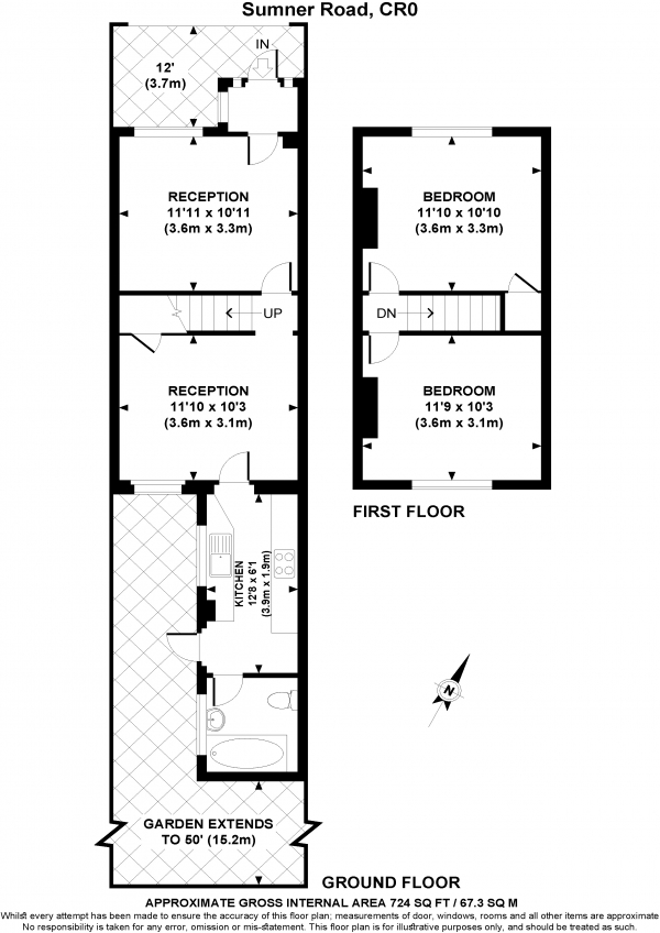 Floor Plan Image for 2 Bedroom Terraced House for Sale in Sumner Road, CROYDON, Surrey, CR0