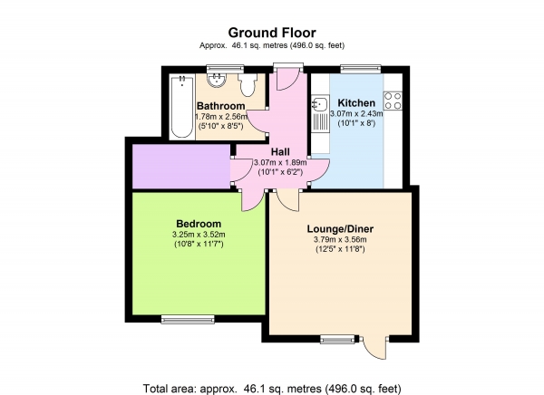 Floor Plan for 1 Bedroom Property for Sale in Monteagle Way, London, SE15, 3RS - Guide Price &pound240,000
