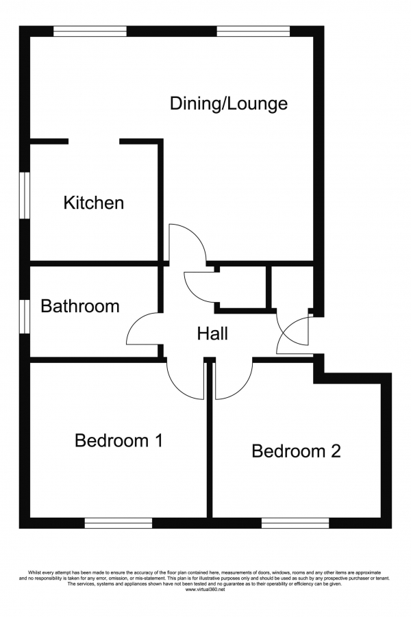 Floor Plan for 2 Bedroom Flat for Sale in Middleton, Leeds, LS10, 4UF -  &pound75,995