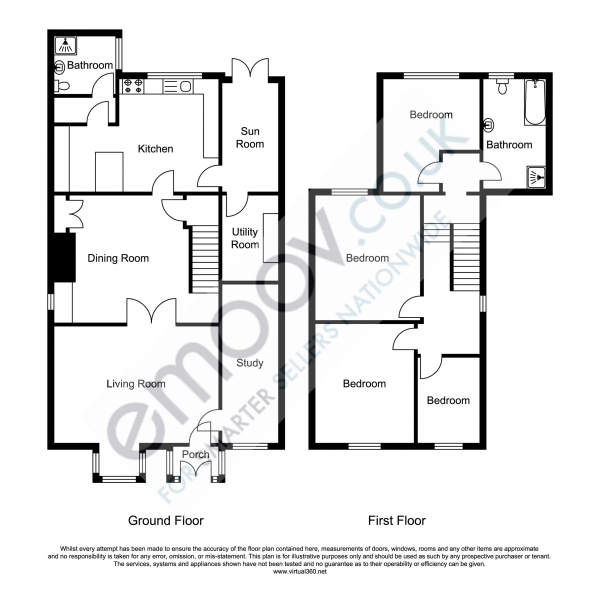 Floor Plan for 4 Bedroom Detached House for Sale in School Avenue, Durham, Coxhoe, DH6, 4EB - Offers in Excess of &pound165,000
