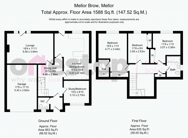 Floor Plan Image for 3 Bedroom Detached House for Sale in Mellor Brow, Blackburn