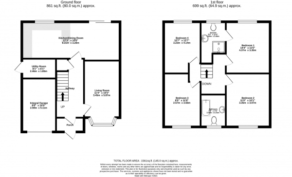 Floor Plan Image for 4 Bedroom Detached House for Sale in FOUR Double Bedrooms, Prime Davyhulme Location, M41 5TJ