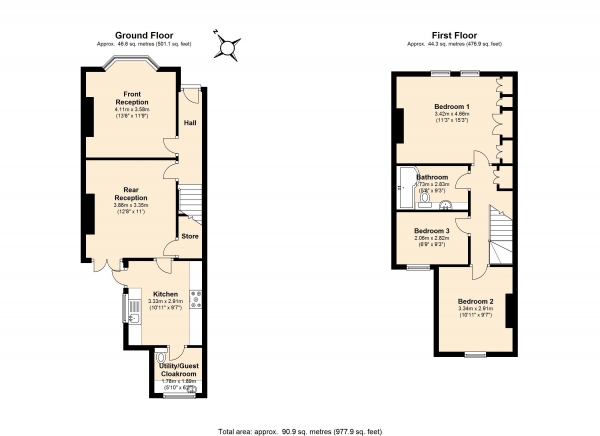 Floor Plan Image for 3 Bedroom Terraced House to Rent in Falkland Road, High Barnet, EN5