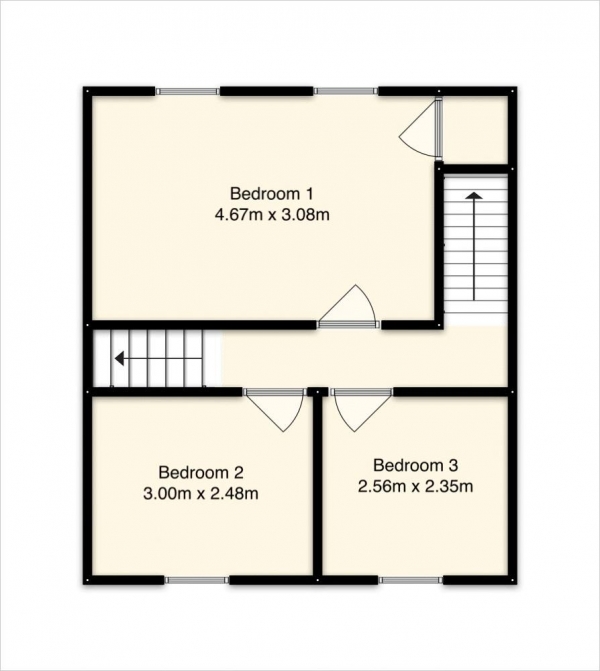 Floor Plan Image for 3 Bedroom Terraced House for Sale in Leafield Crescent, Birmingham