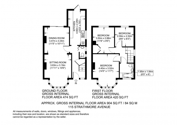 Floor Plan Image for 3 Bedroom End of Terrace House for Sale in Strathmore Avenue, Luton