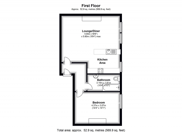 Floor Plan Image for 1 Bedroom Apartment for Sale in Canfield Gardens, South Hampstead, NW6