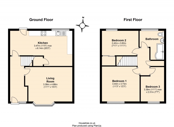 Floor Plan Image for 3 Bedroom Terraced House for Sale in Whitworth Avenue, Coventry
