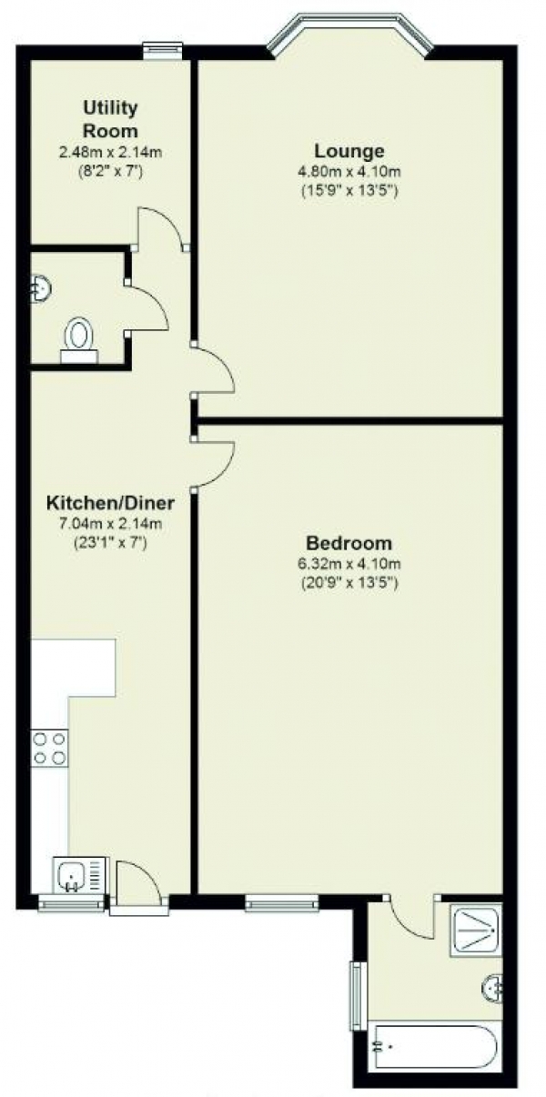 Floor Plan Image for 1 Bedroom Apartment for Sale in Cheriton Road, Folkestone