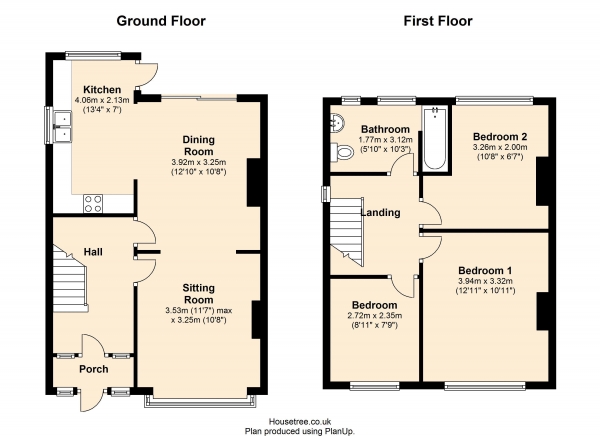 Floor Plan for 3 Bedroom Semi-Detached House for Sale in Carlton Road, Nottingham, NG3, 7AB -  &pound140,000