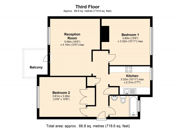 Floor Plan Image for 2 Bedroom Apartment for Sale in Victoria Road, Bromley