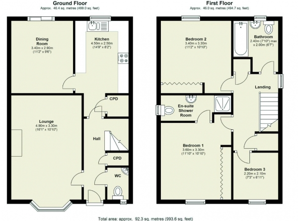 Floor Plan Image for 3 Bedroom Detached House for Sale in Briarwood Gardens, Rotherham