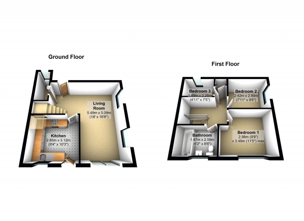 Floor Plan Image for 3 Bedroom Terraced House for Sale in Clement Gardens, Hayes