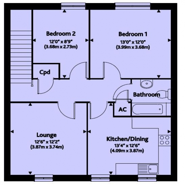 Floor Plan Image for 2 Bedroom Maisonette for Sale in Cartmel Mews, Bicester