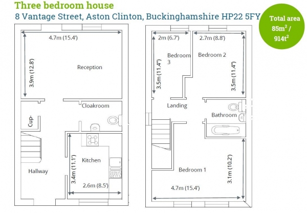 Floor Plan Image for 3 Bedroom Terraced House for Sale in Vantage Street, Aston Clinton