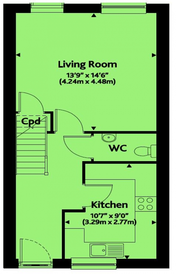 Floor Plan Image for 3 Bedroom Terraced House for Sale in Friars Mews, Aylesbury, 3 Bedrooms