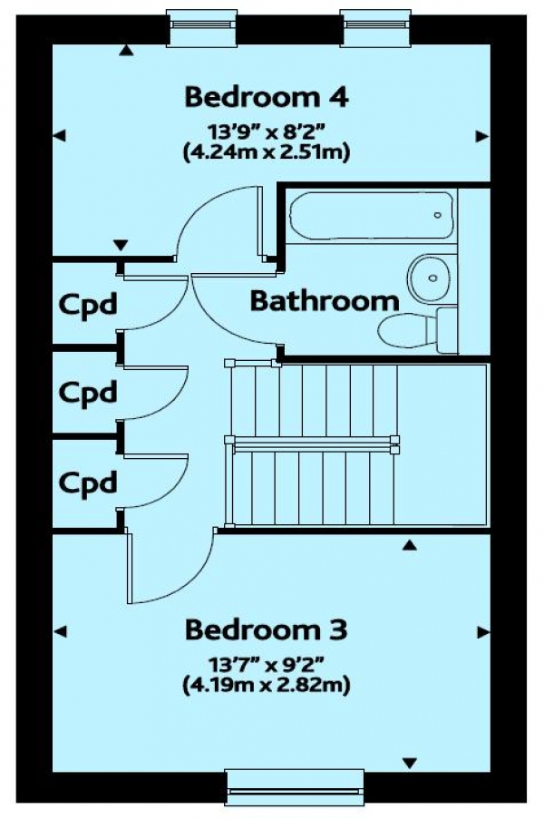 Floor Plan Image for 4 Bedroom End of Terrace House for Sale in Friars Mews, Aylesbury, 4 Bedrooms