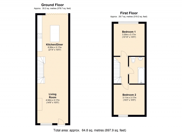 Floor Plan Image for 2 Bedroom Terraced House to Rent in Henry Street, Bromley