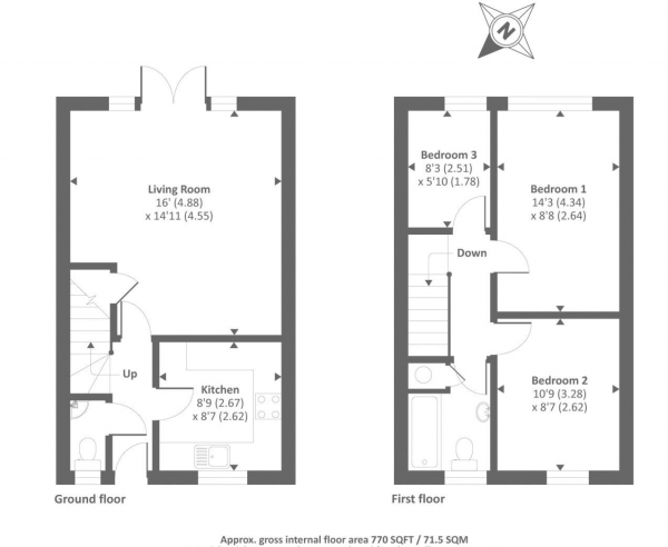 Floor Plan Image for 3 Bedroom Terraced House to Rent in Webb Close, Bagshot