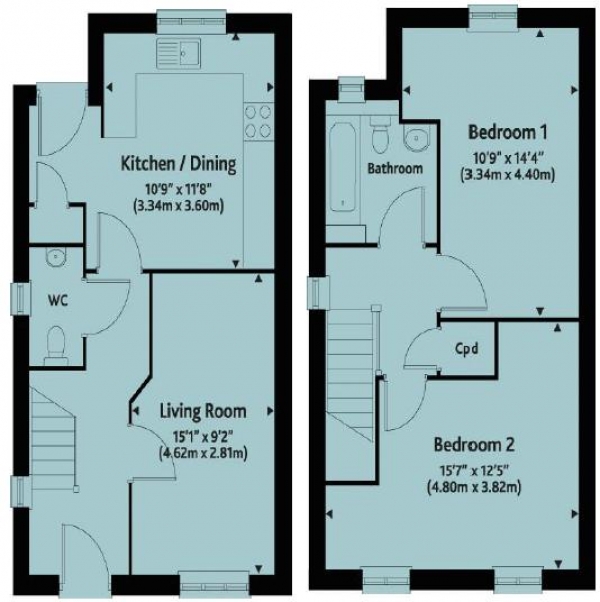 Floor Plan Image for 2 Bedroom Detached House for Sale in Windsor Park, Buckingham, 2 Bedroom