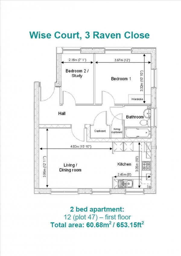 Floor Plan Image for 2 Bedroom Apartment to Rent in Raven Close, Watford